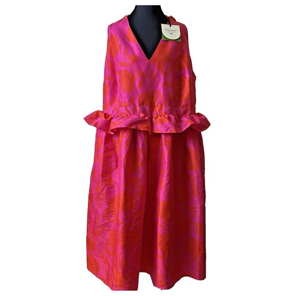 Kate Spade x Target Women's Classic Rose Peplum Midi Dress Pink/Red Plus Size 20 - Picture 1 of 13